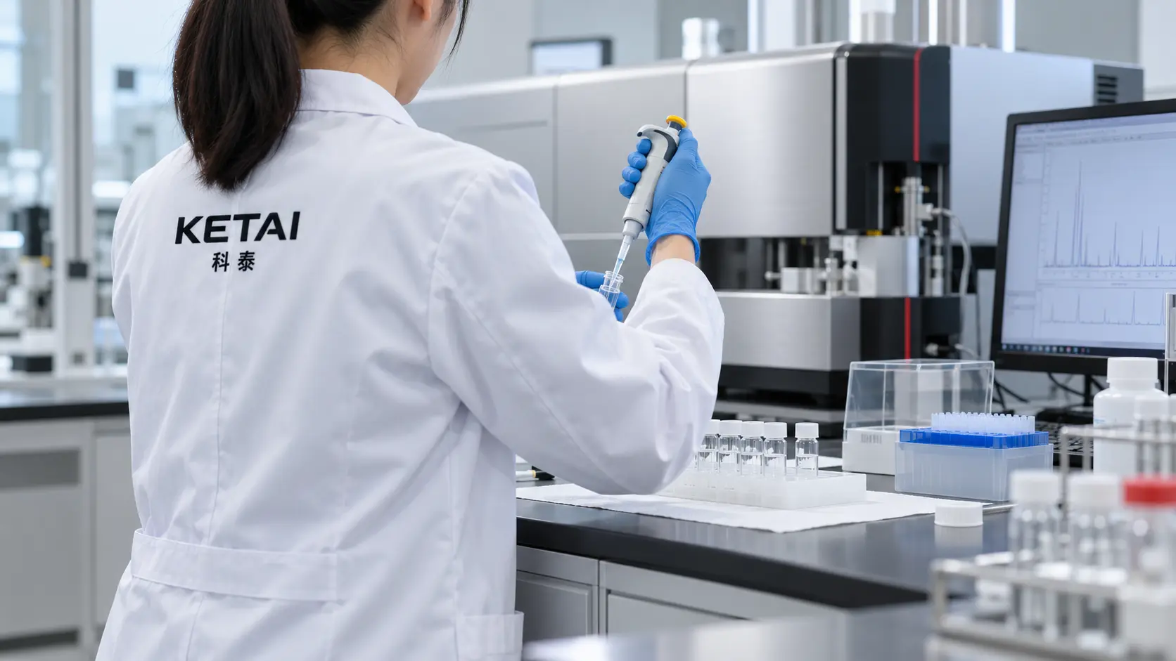 化学分析操作概念场景，AI 生成示意